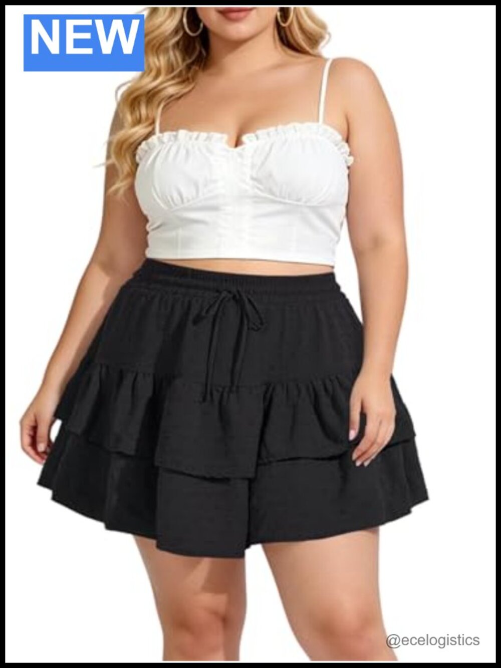 Plus Size Tiered Mini Skort Boho High Waisted Ruffle Shorts Flowy Summer Skirt